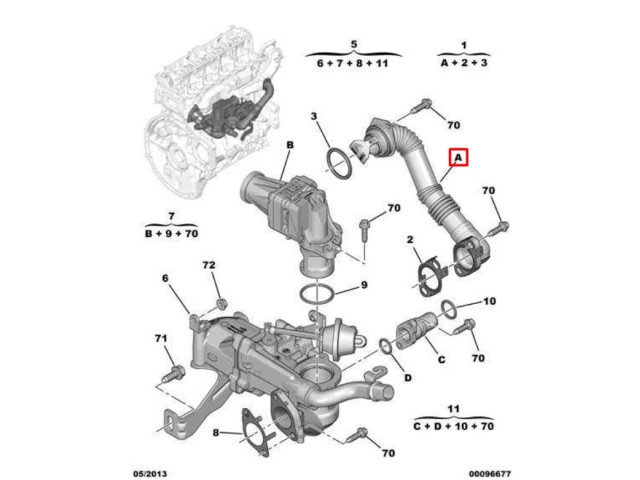 Трубка EGR/ трубка рециркуляции выхлопных газов 9803250080, 30230H01 Citroen Peugeot Трубка EGR/ трубка рециркуляции выхлопных газов 9803250080, 30230H01 Citroen Peugeot